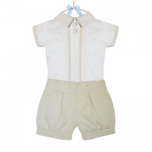 ROCCO - Traditional Top & Shorts Set BEIGE