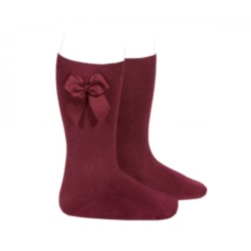 Burgundy Long Bow Socks  