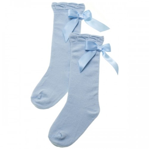 Baby Blue Long Bow Socks
