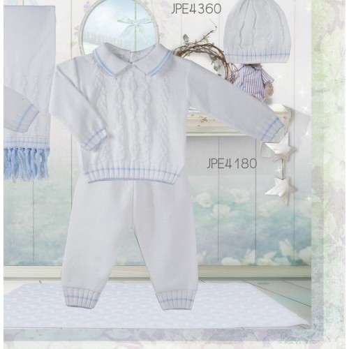 Baby Boys White Knitted Trouser Set 