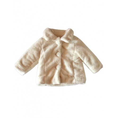 Baby Girls Cream Faux Fur Coat 